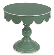 Load image into Gallery viewer, Sage &amp; White Enamel Scalloped Pedestal Stand
