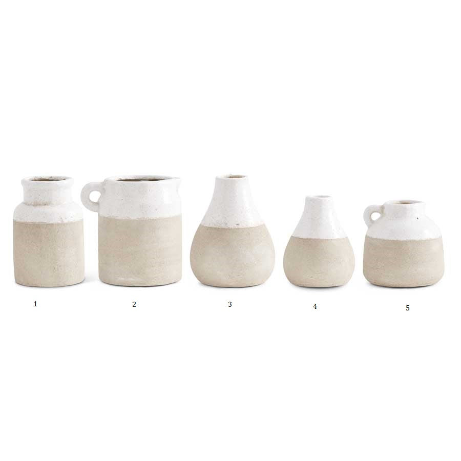 Ceramic Pots with Light Cream Glazed Top