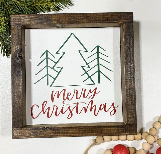 Handmade Sign - Merry Christmas Trees