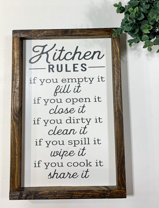 Handmade Sign - Kitchen Rules