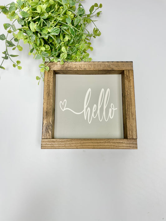 Handmade Sign - <3 Hello