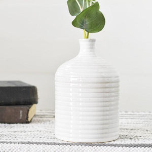 Ribbed Ceramic Vase -9"