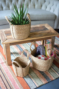 square seagrass baskets with handles