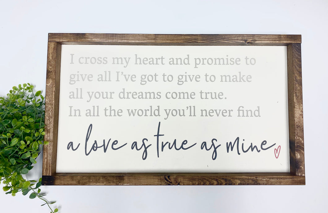 Handmade Sign - I Cross My Heart