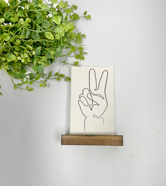 Shelf Sitter - Abstract Hand Piece Sign