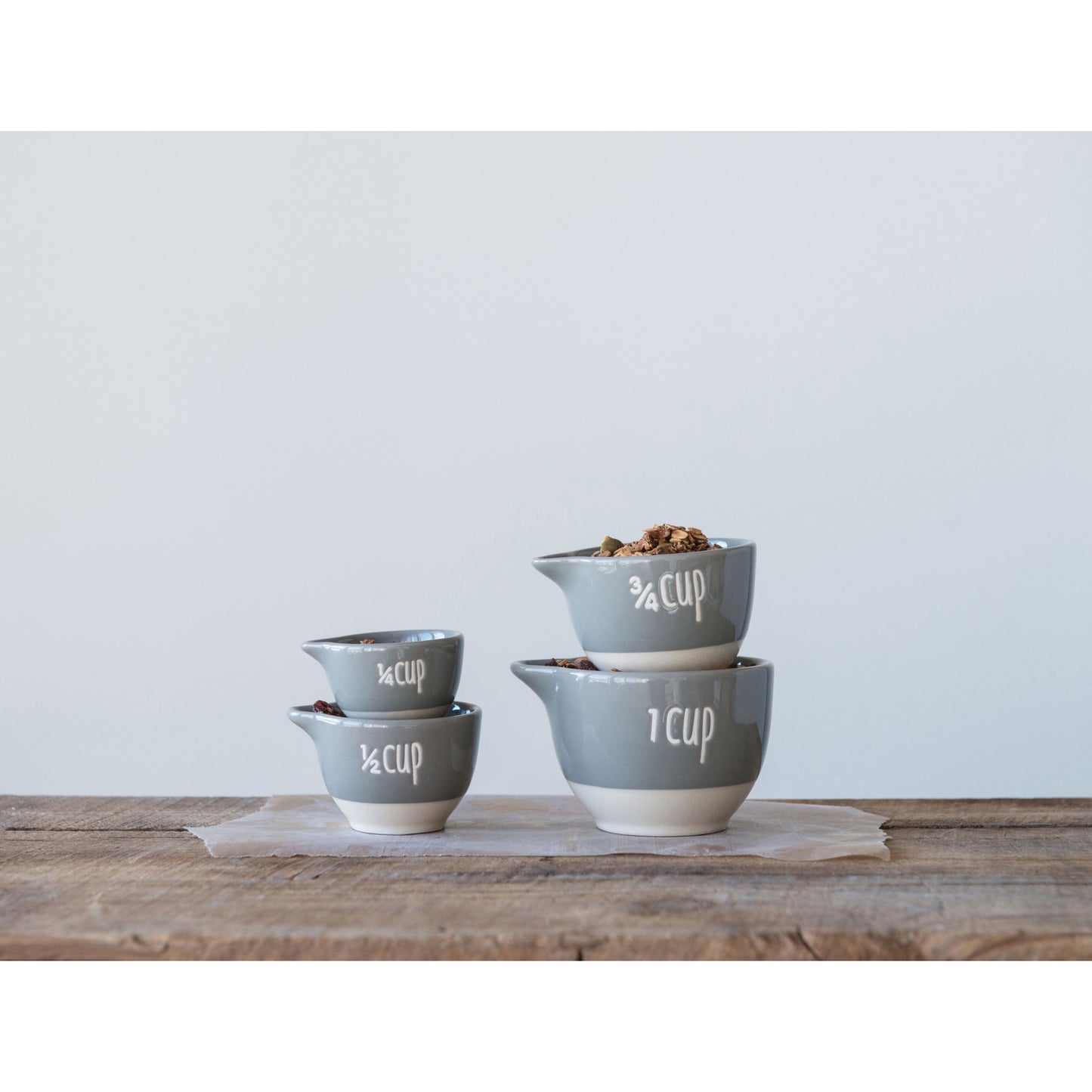 Gray Stoneware Measuring Cups