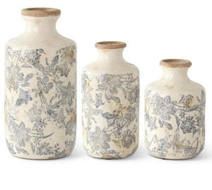 White and Gray Floral Vases