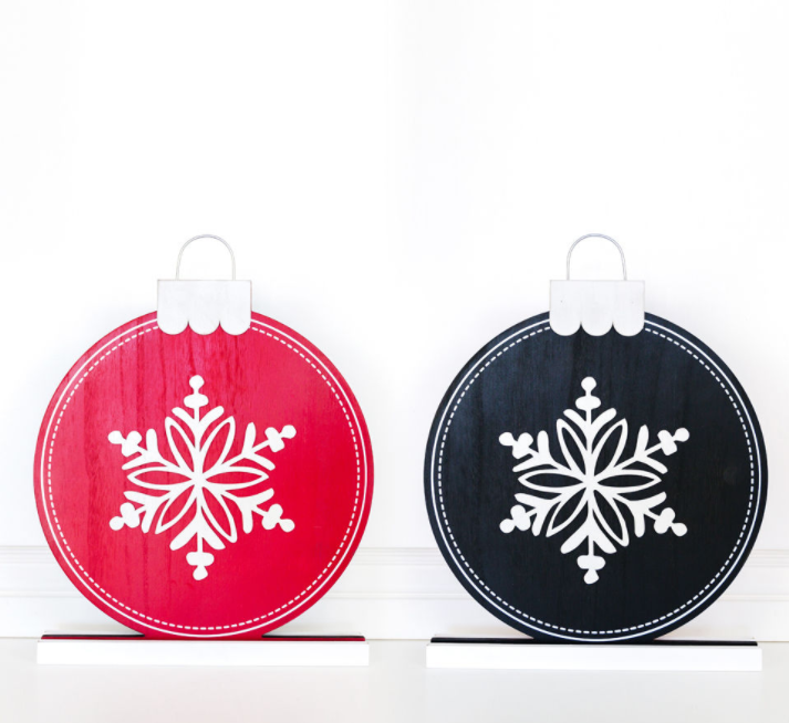 Reversible Snowflake Ornament Sitter - Black