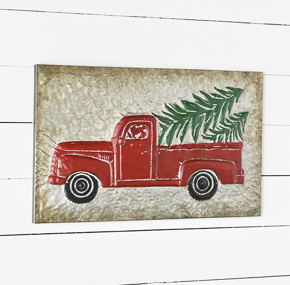 Christmas Truck Press Tin