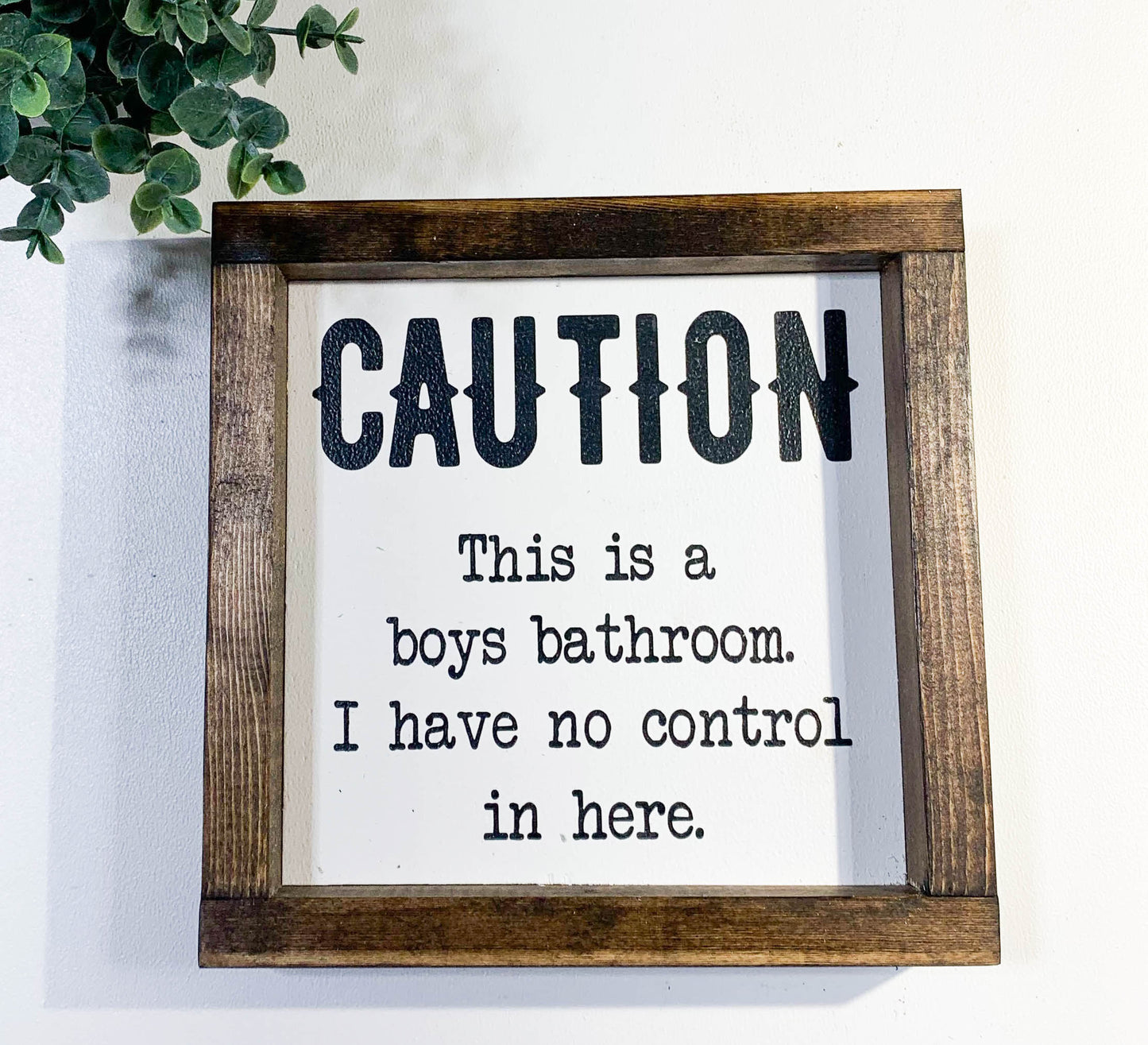 Handmade Sign - Caution Boys Bathroom